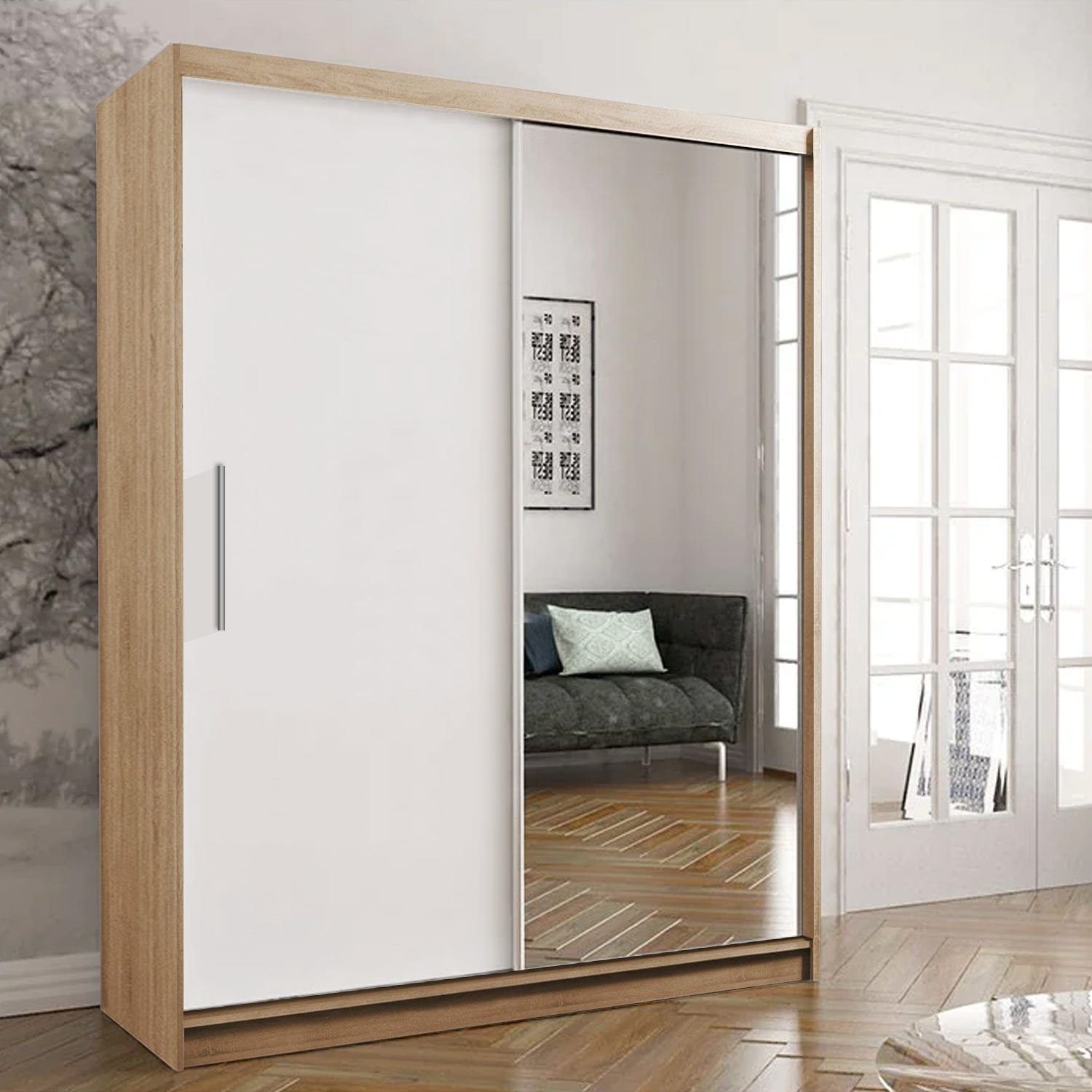 دولاب جرار 140 × 60 × 200 سم - أبيض